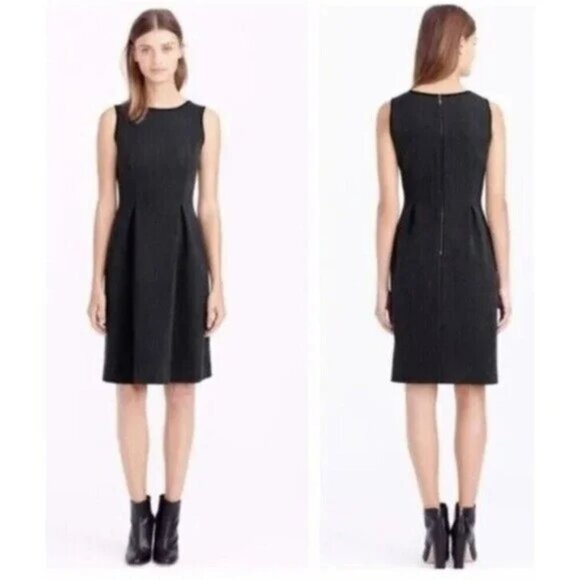 J Crew Suiting Gray Herringbone Sleeveless Sheath Dress Women’s Size 6 Career - Picture 1 of 17